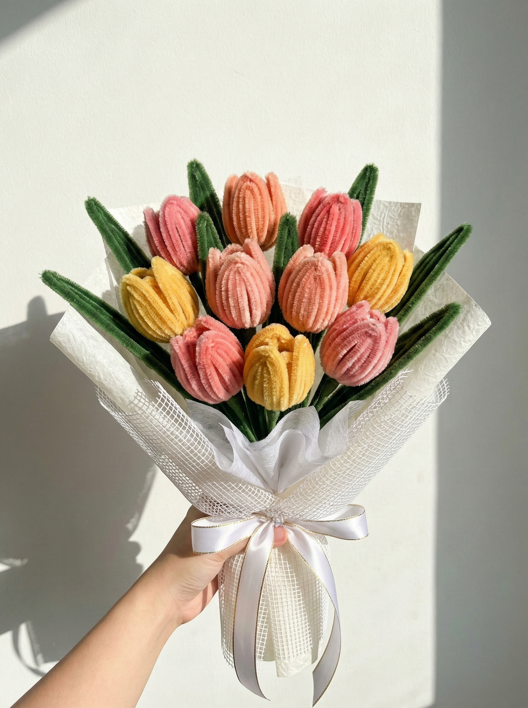 Handmade Fuzzy Wire Tulip Bouquet