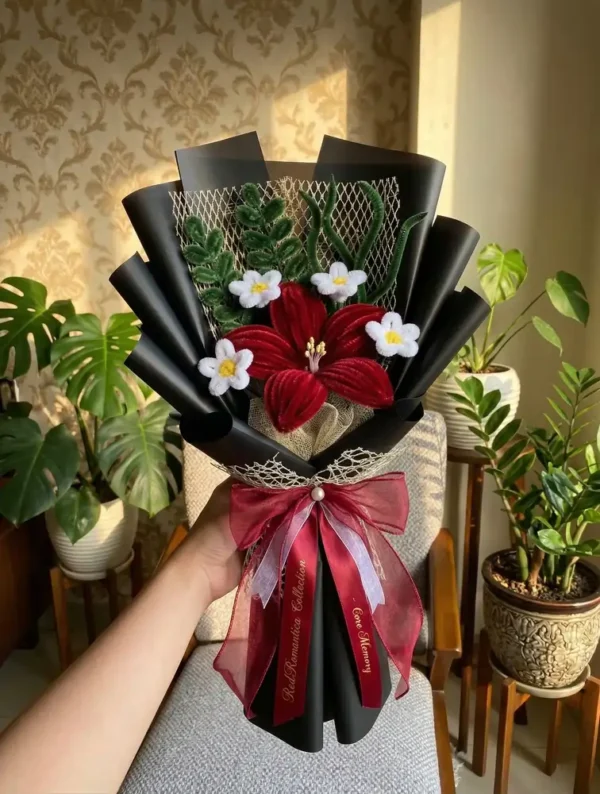 Regal Passion - RedRomantica Giant Lily & Daisy Bouquet